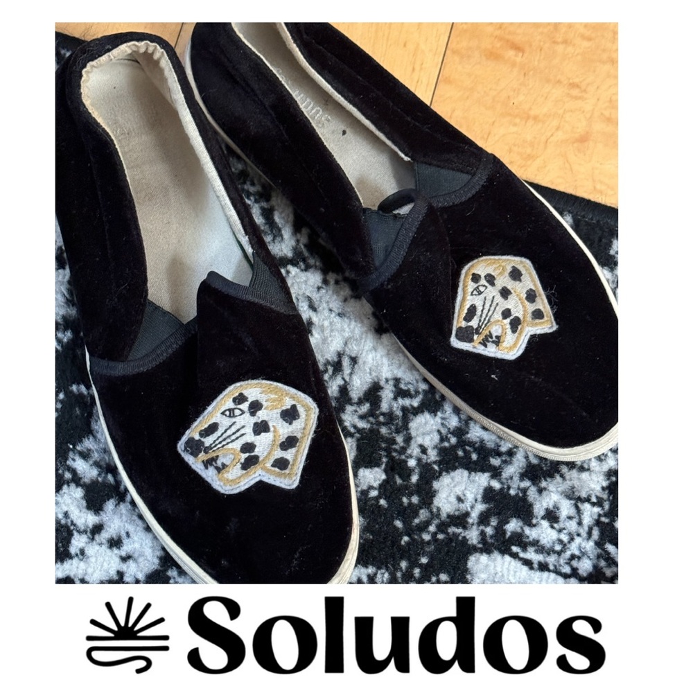 Soludos Velvet Black Leopard Shoes